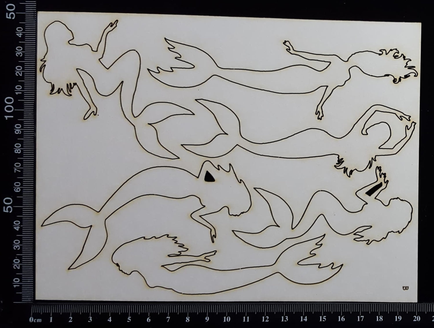 Mermaid Set - B - Large - White Chipboard