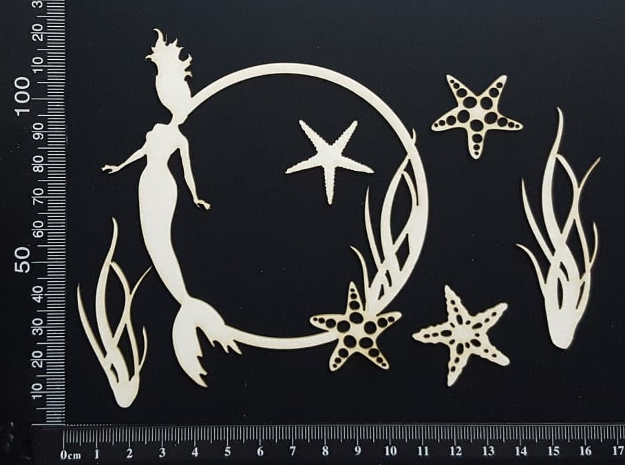 Mermaid Set - G - Small - White Chipboard