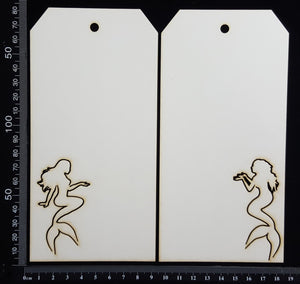 Mermaid Tags Set - Large - A - White Chipboard
