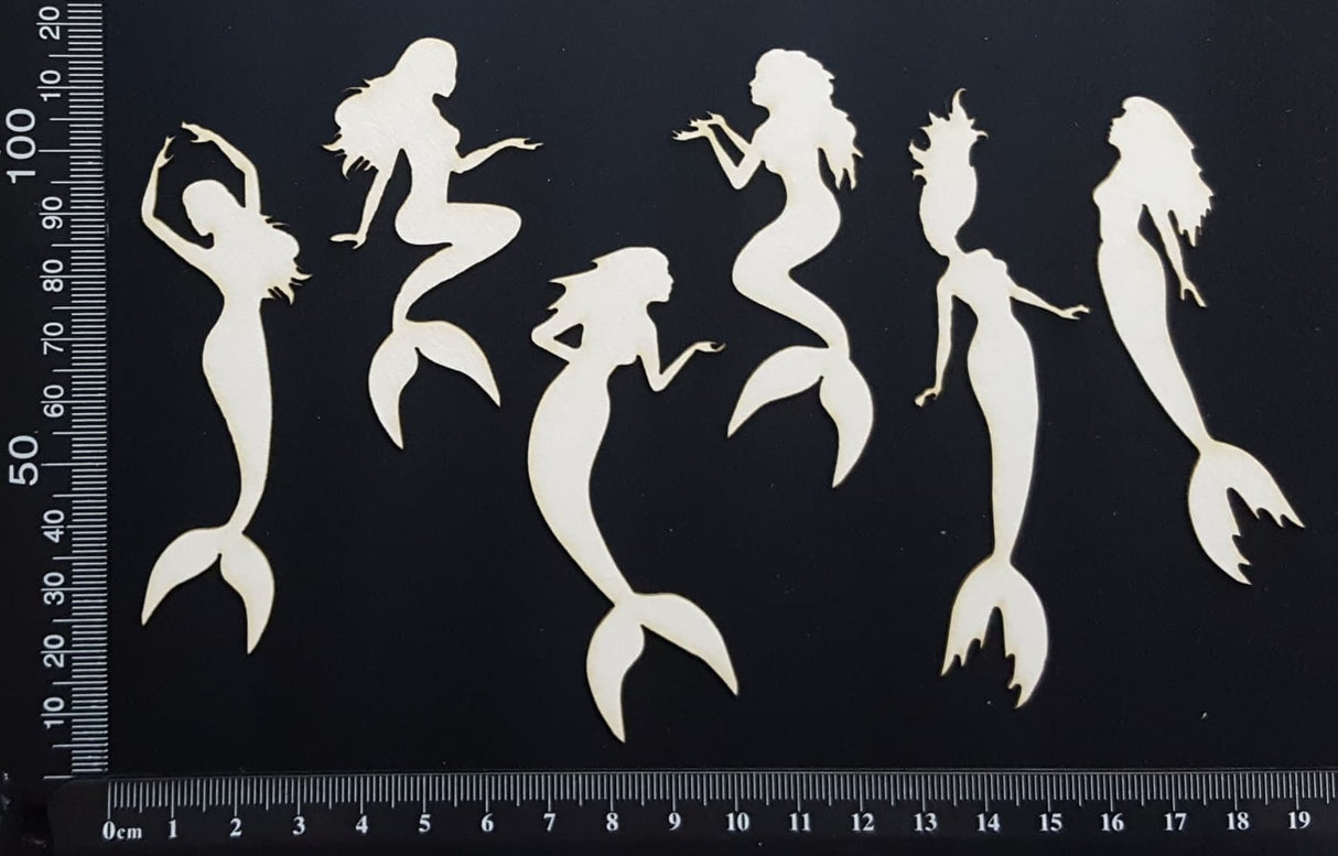Mermaid Set - A - Small - White Chipboard