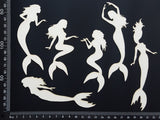 Mermaid Set - B - Large - White Chipboard