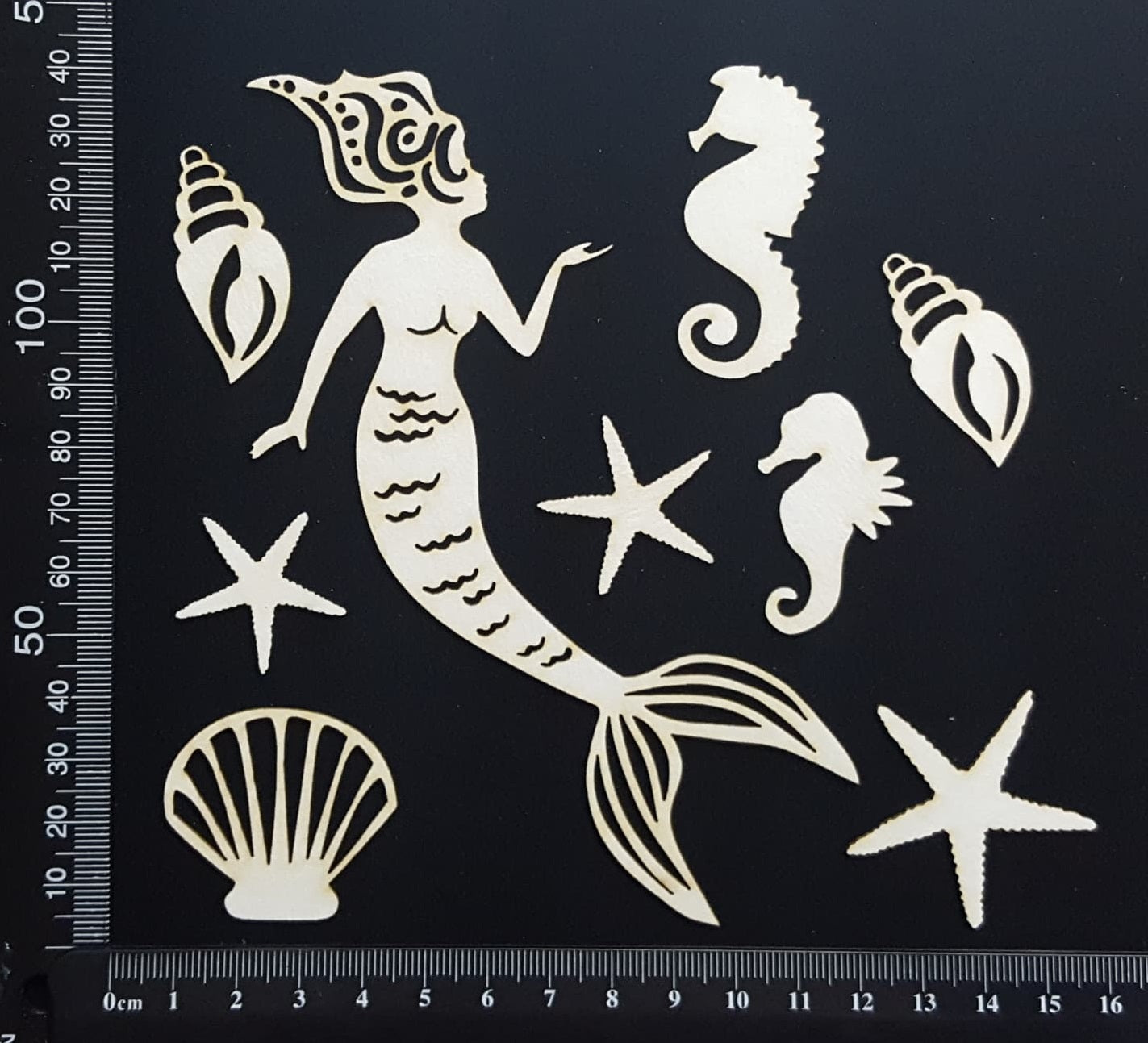 Mermaid Set - D - White Chipboard