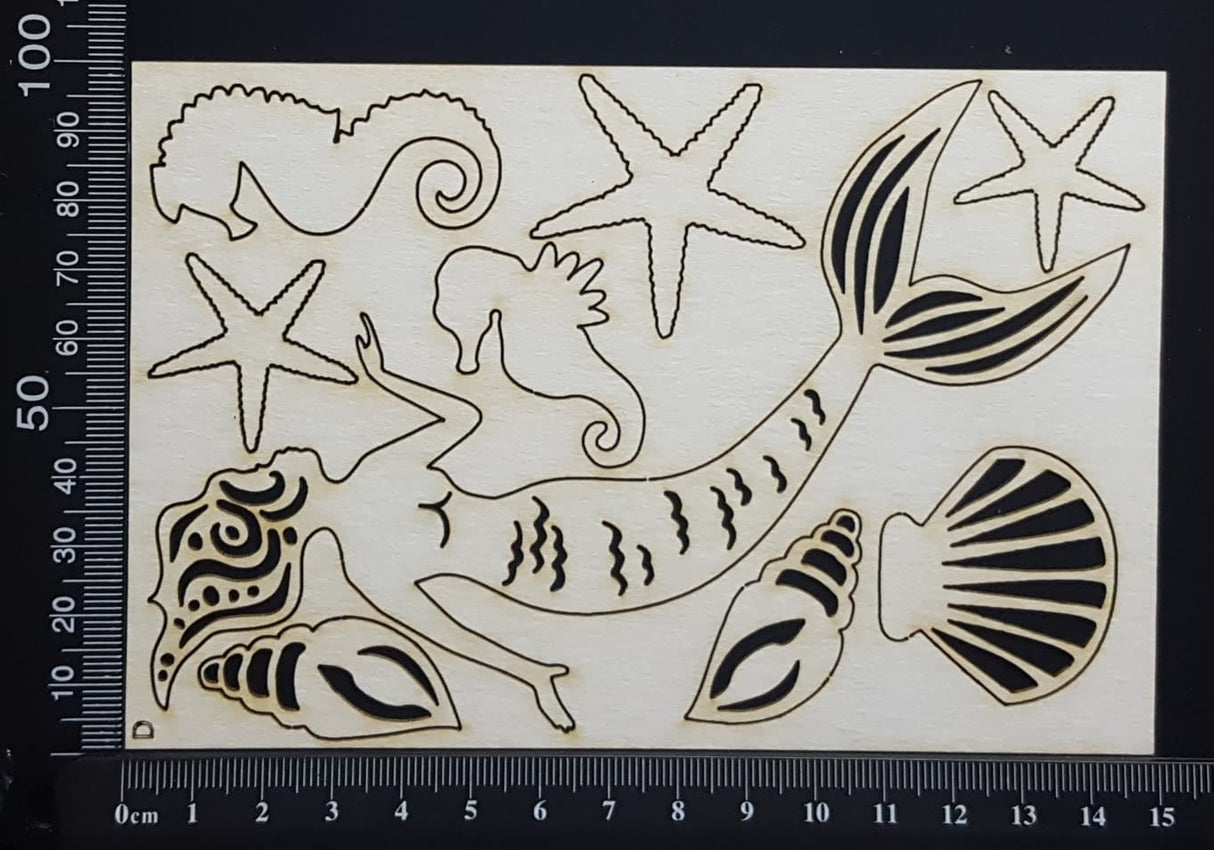Mermaid Set - D - White Chipboard