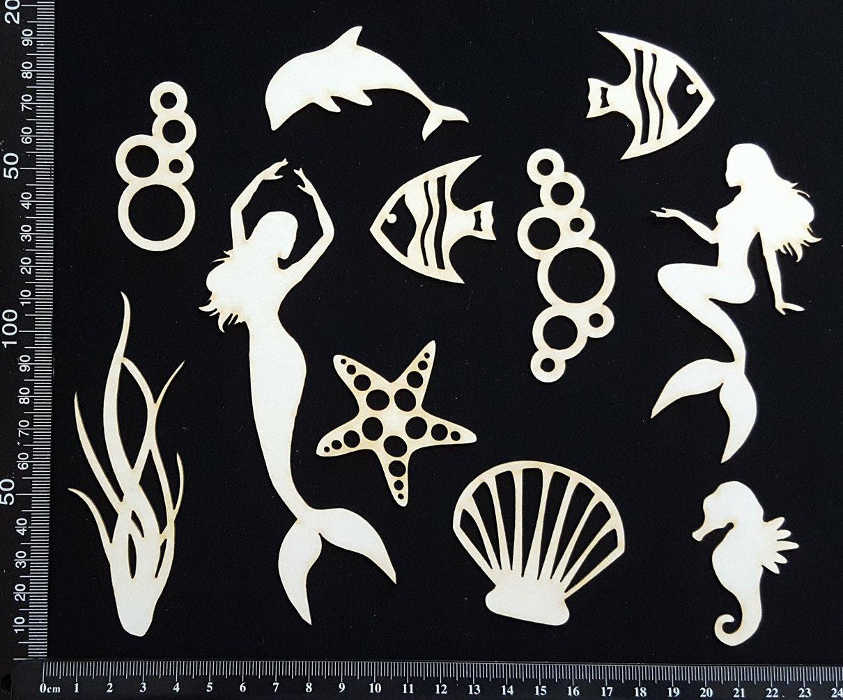 Mermaid Set - E - White Chipboard