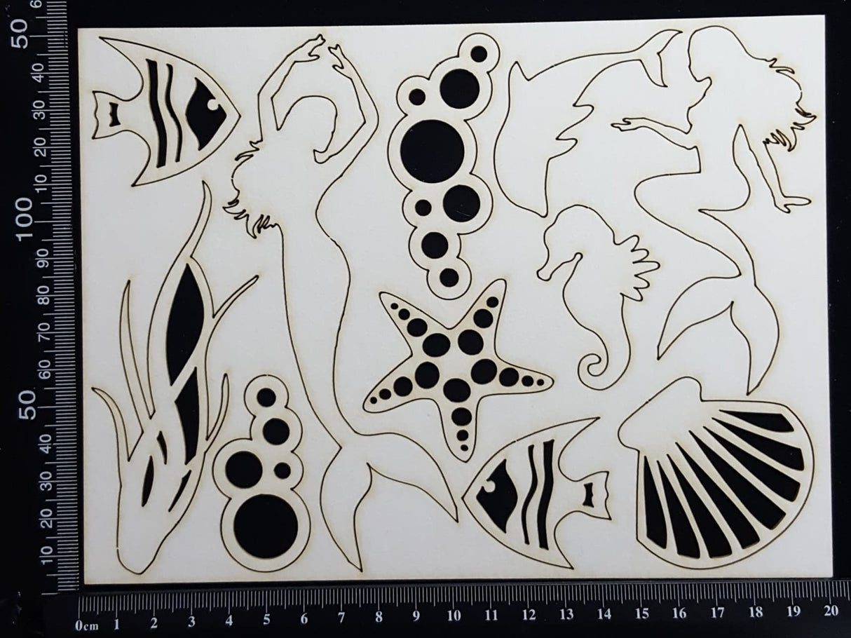 Mermaid Set - E - White Chipboard