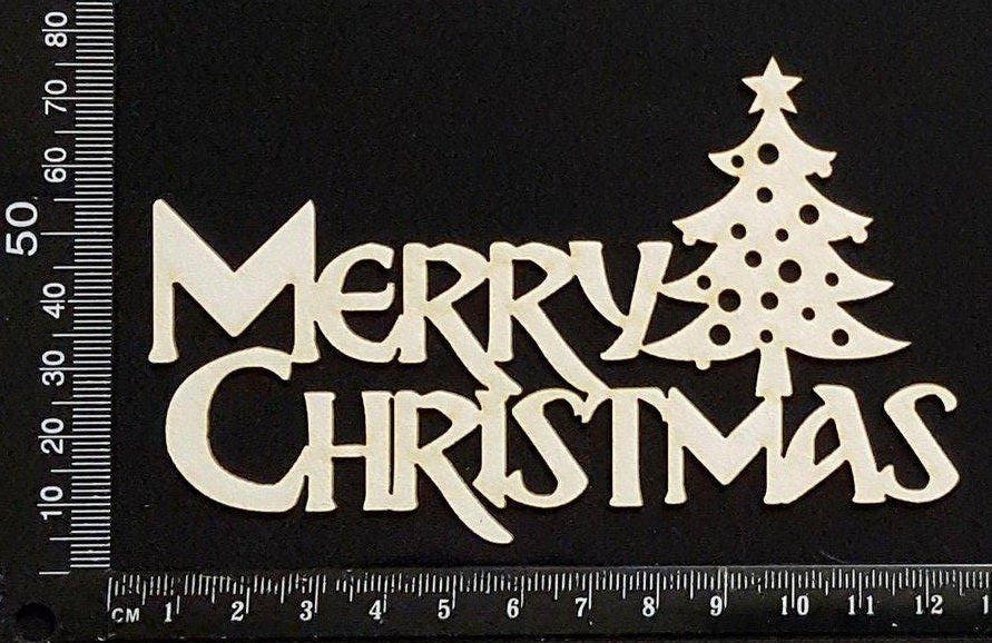 Merry Christmas - B - White Chipboard