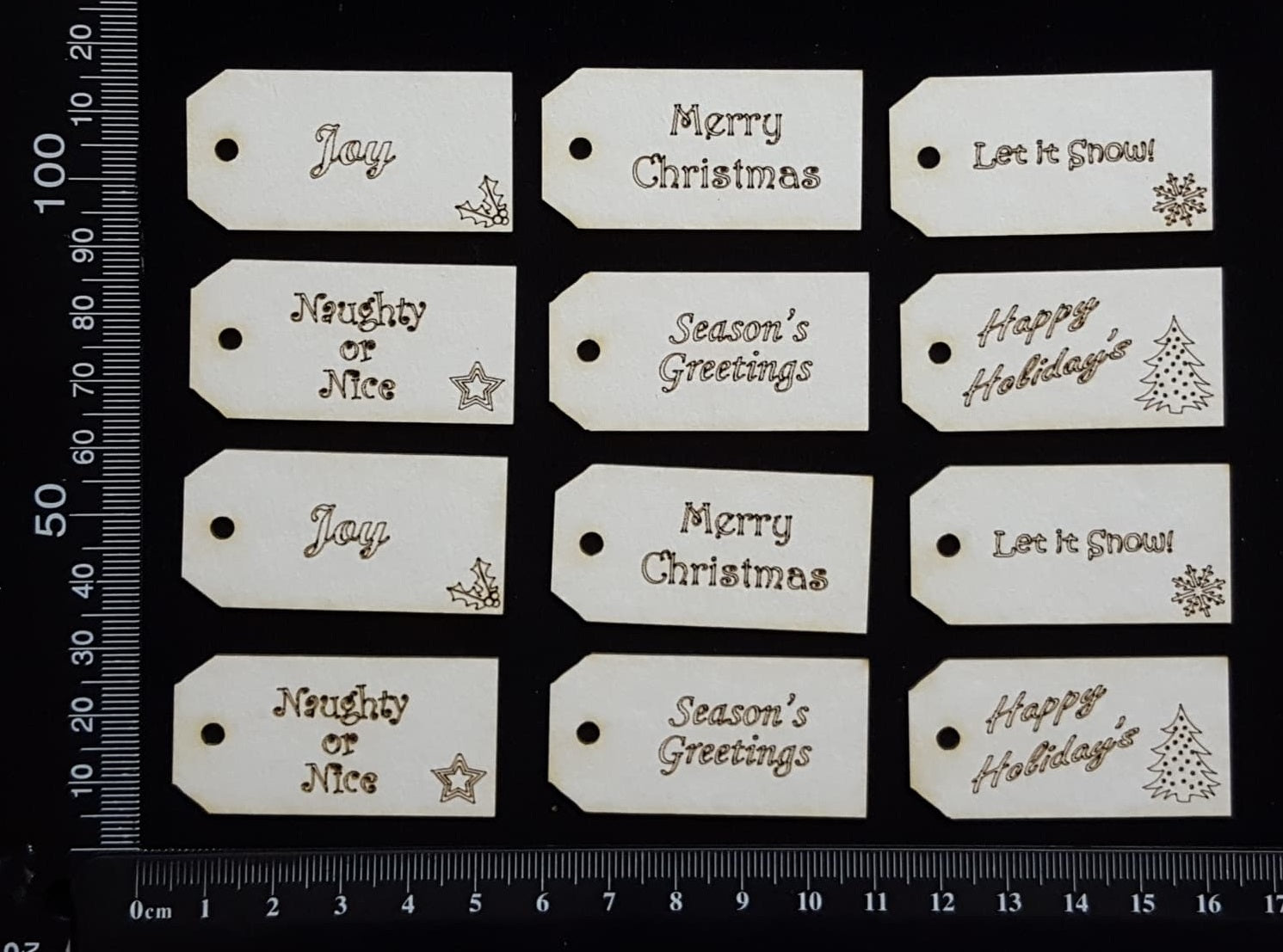Merry Message Tags - White Chipboard