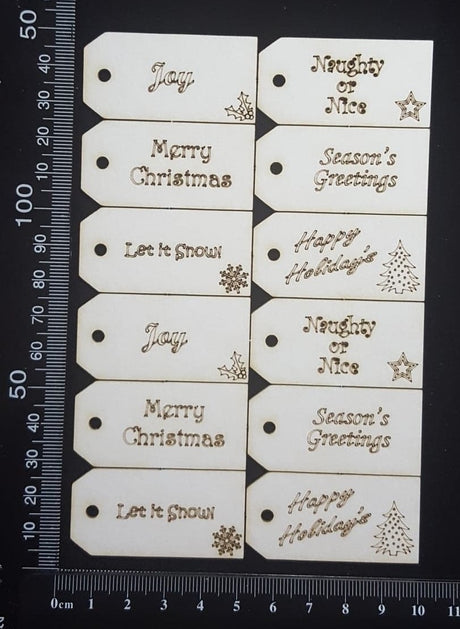 Merry Message Tags - White Chipboard