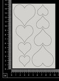 Mixed Size Hearts - White Chipboard