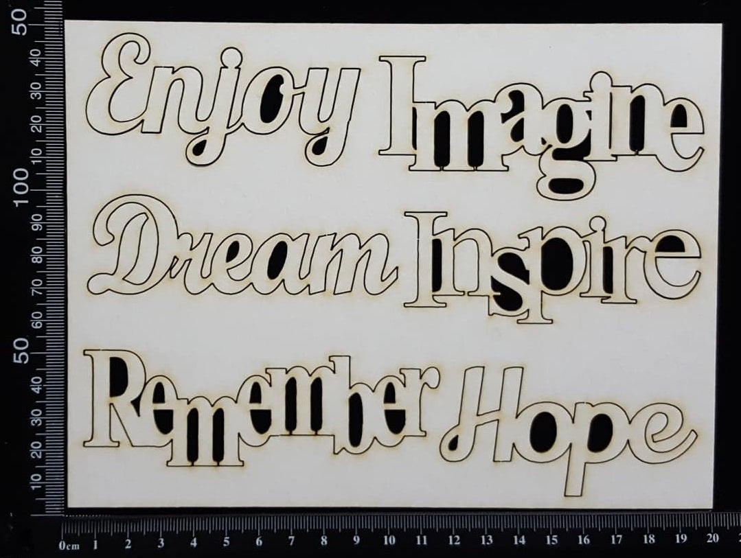 Mixed Word Set - A - White Chipboard