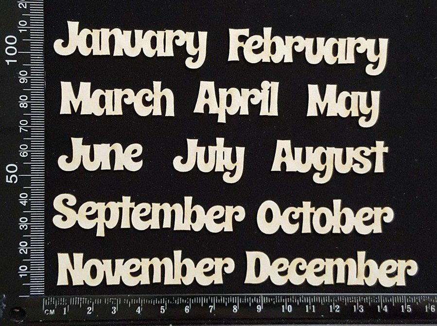 Months Set - B - White Chipboard