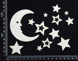 Moon and Stars Set - B - White Chipboard
