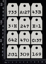 Number Tags - F - White Chipboard