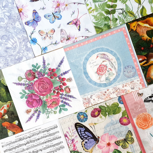 Decoupage Napkin Bundle - Set of 10 - (1001)