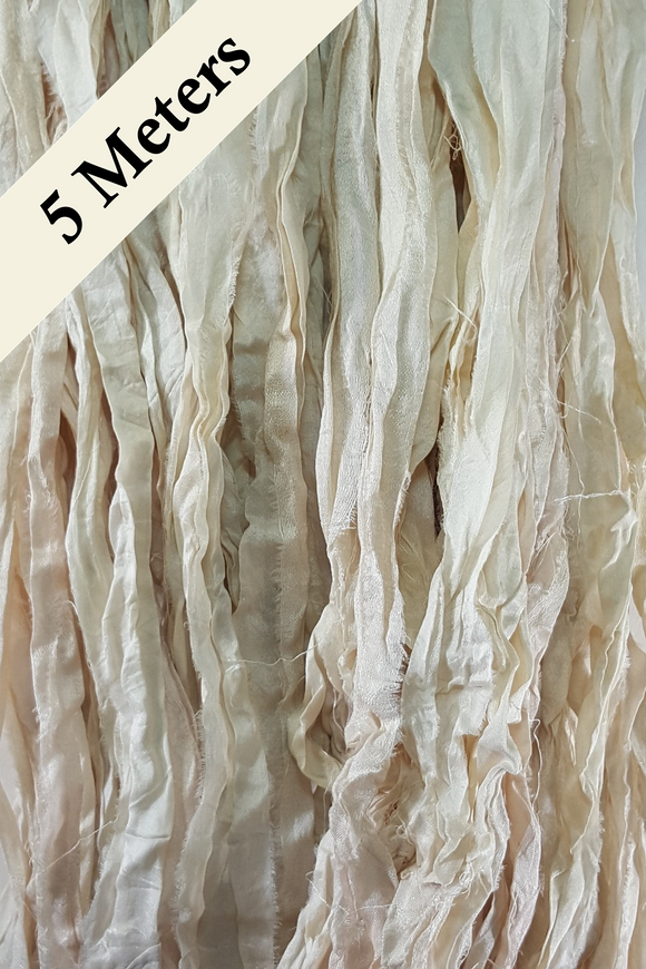 Reclaimed Sari Silk Ribbon - Natural - 5m Pack