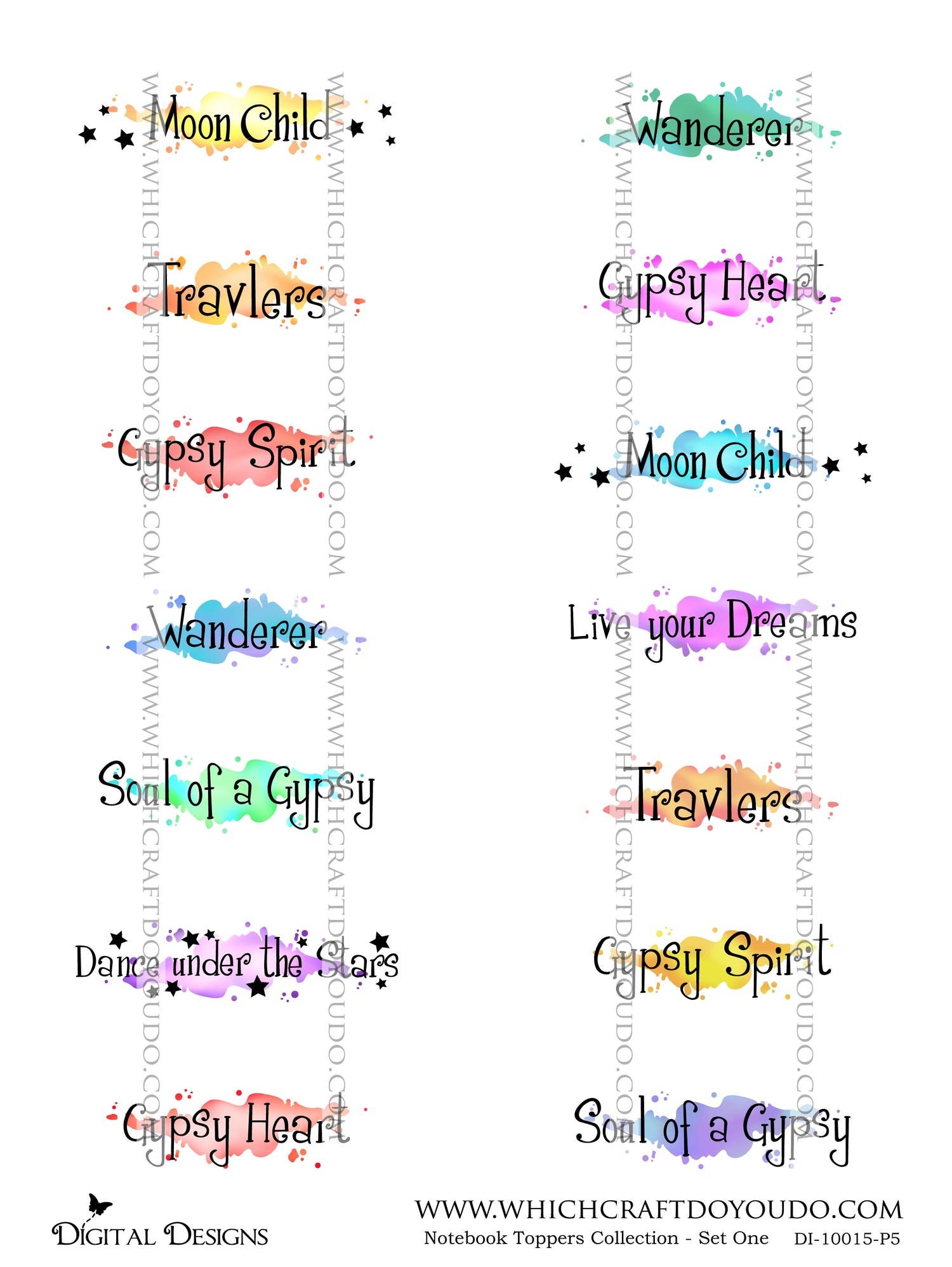 Notebook Toppers Collection - Set One - DI-10015 - Digital Download