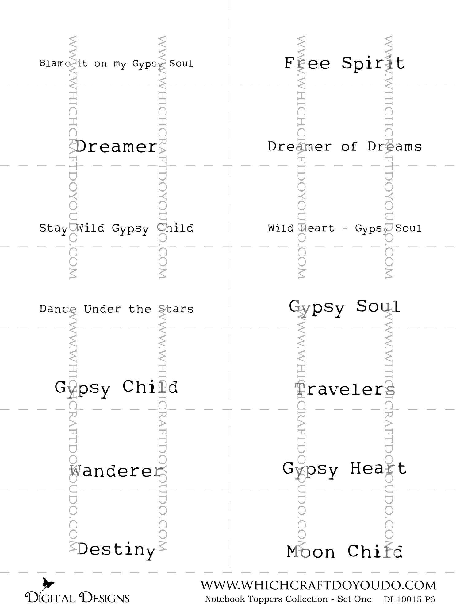 Notebook Toppers Collection - Set One - DI-10015 - Digital Download