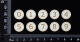 Laser Engraved Number Circles - 0 - 9 - Set C - White Chipboard