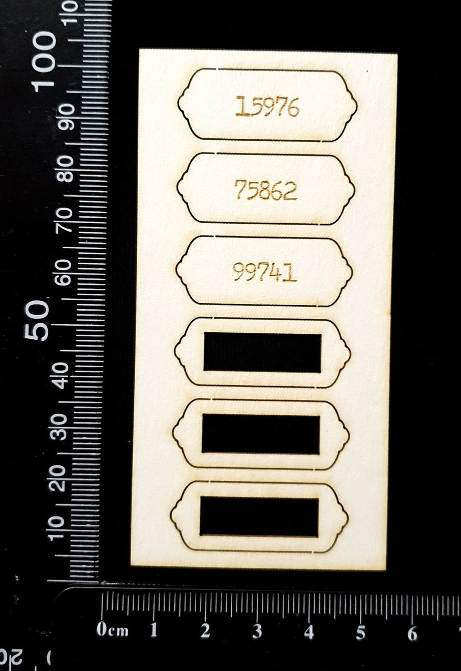 Number Plates - EA - Laser Engraved - White Chipboard