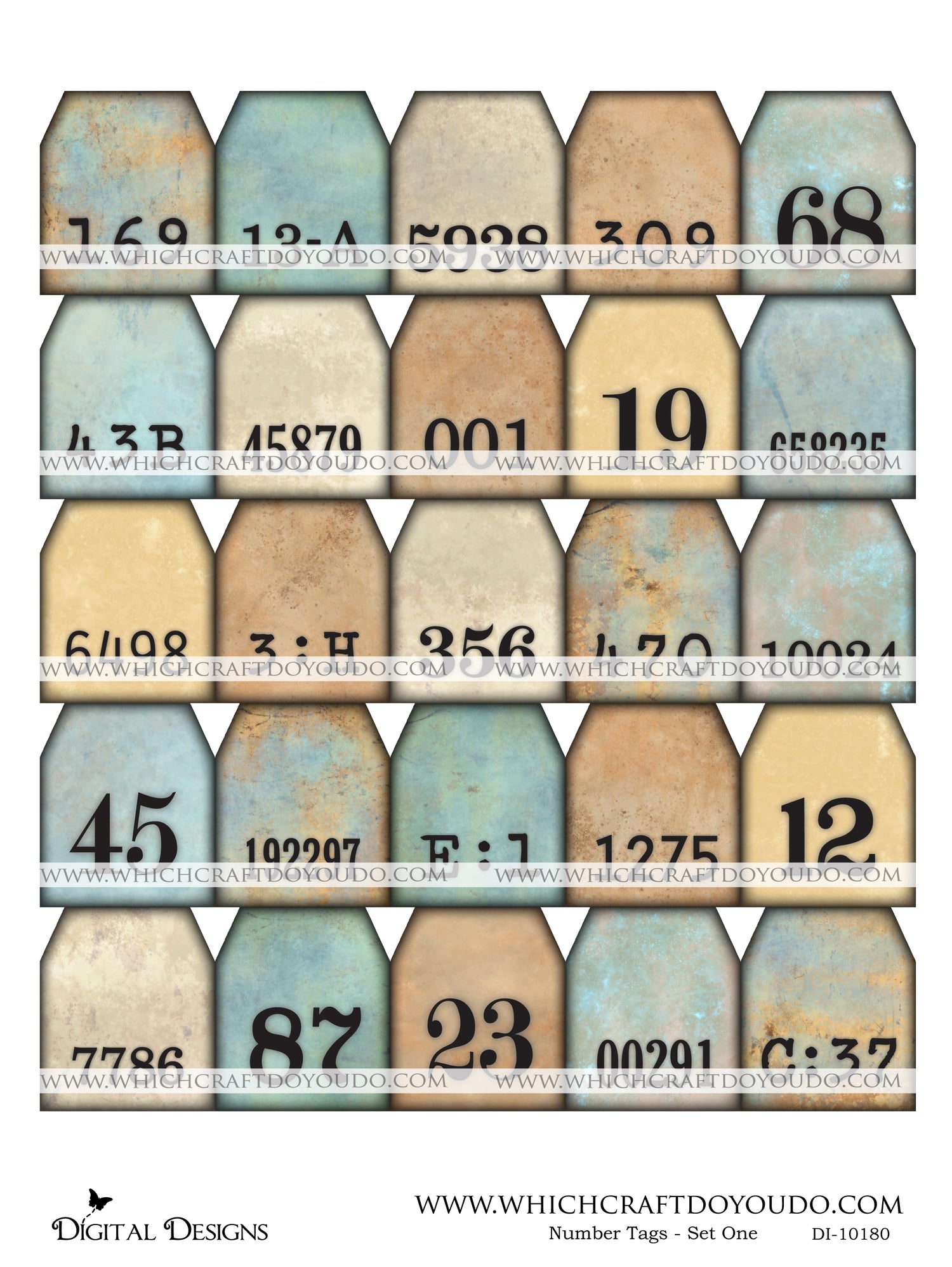 Number Tags - Set One - DI-10180 - Digital Download