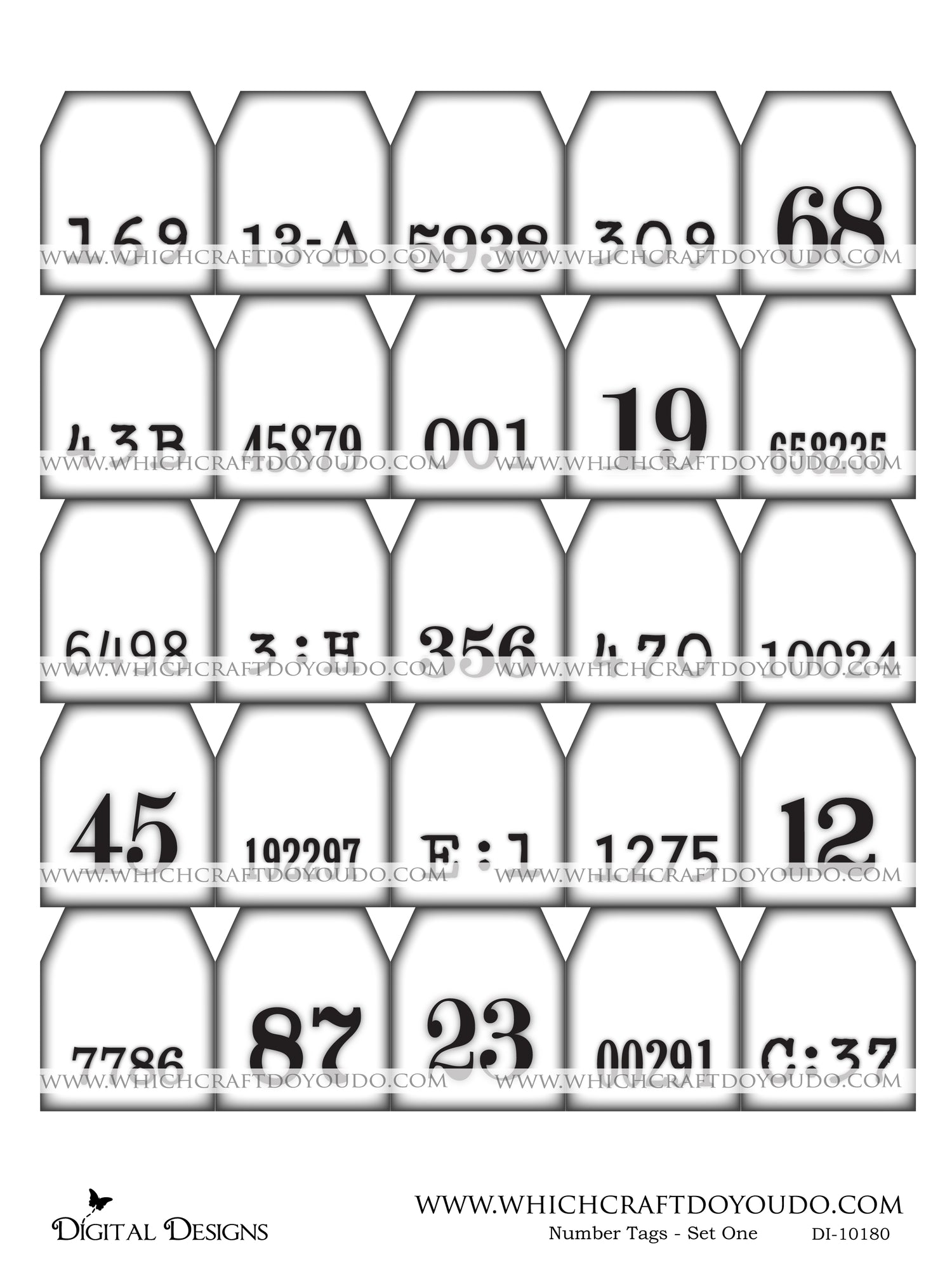 Number Tags - Set One - DI-10180 - Digital Download