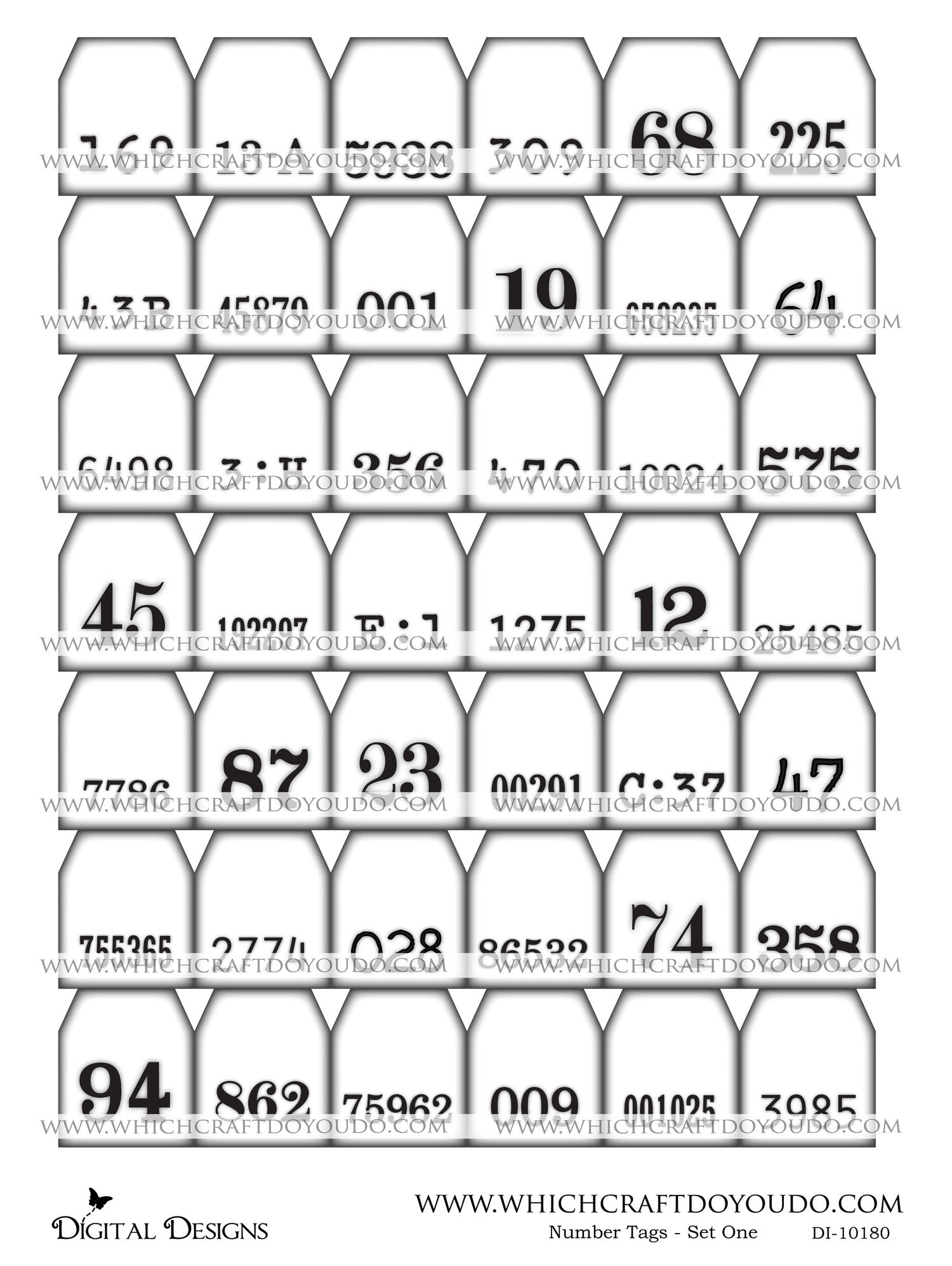 Number Tags - Set One - DI-10180 - Digital Download