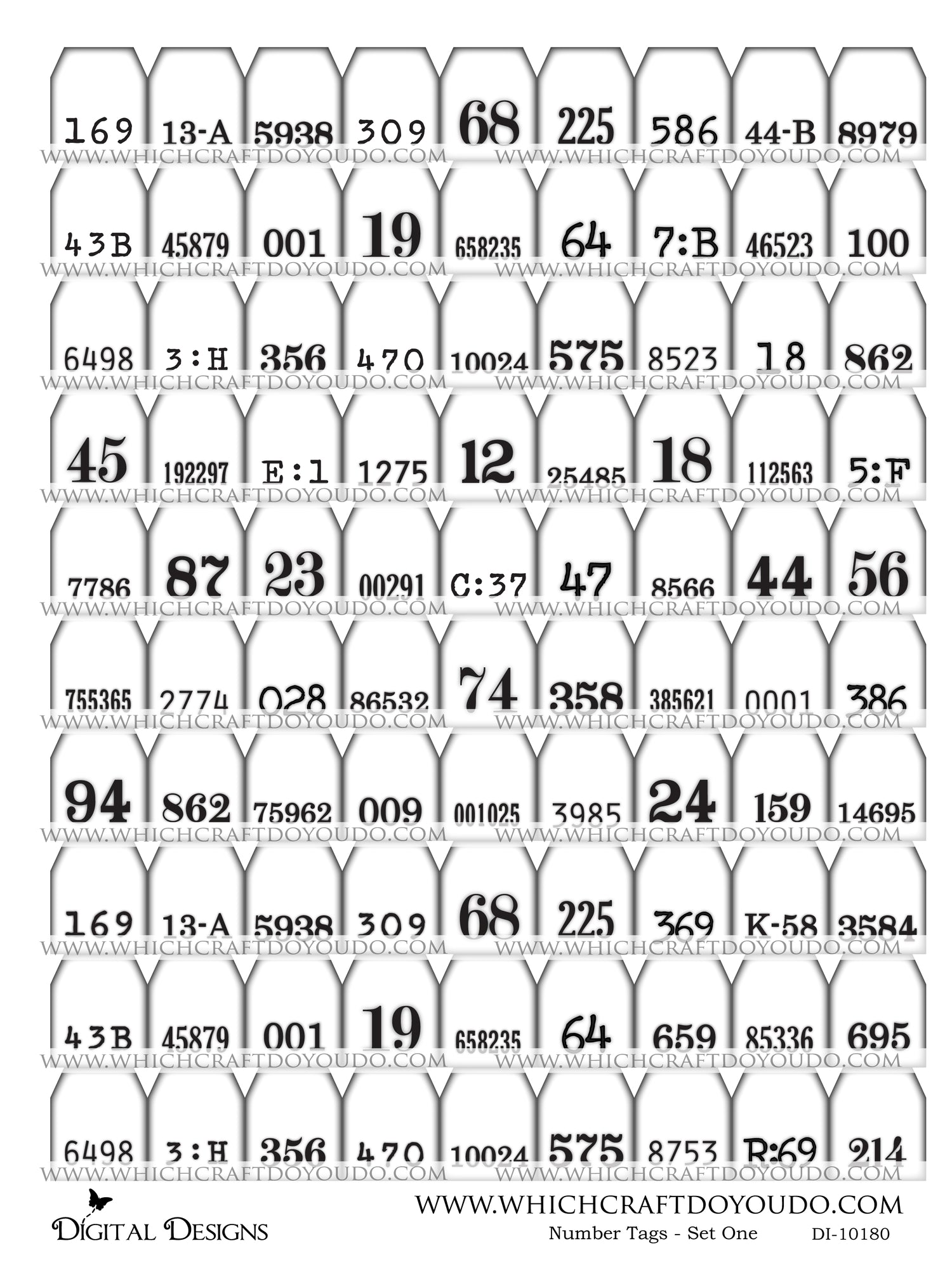 Number Tags - Set One - DI-10180 - Digital Download