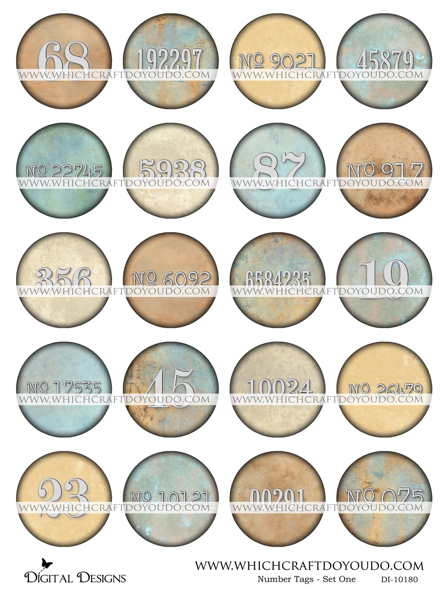Number Tags - Set One - DI-10180 - Digital Download