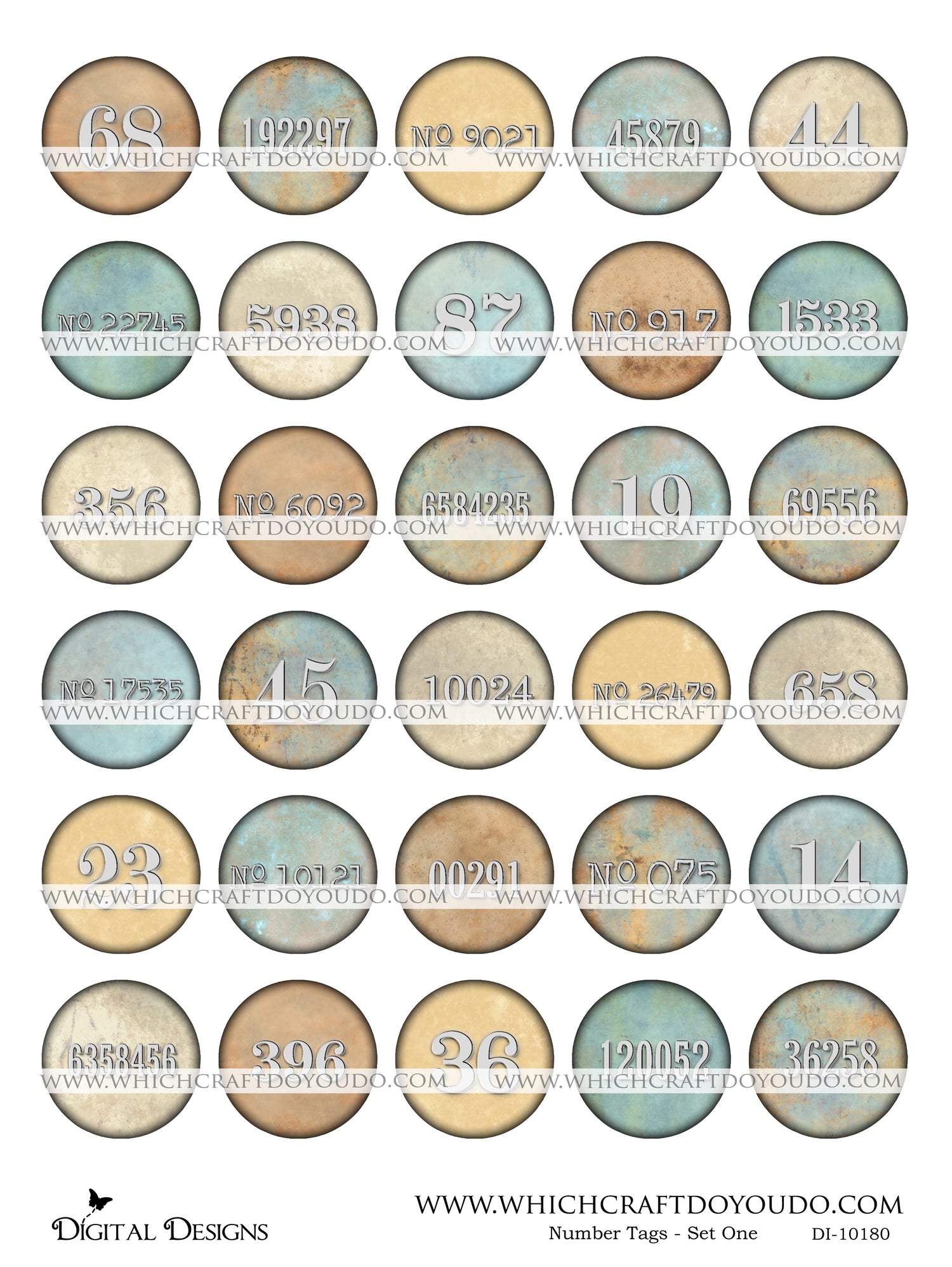 Number Tags - Set One - DI-10180 - Digital Download