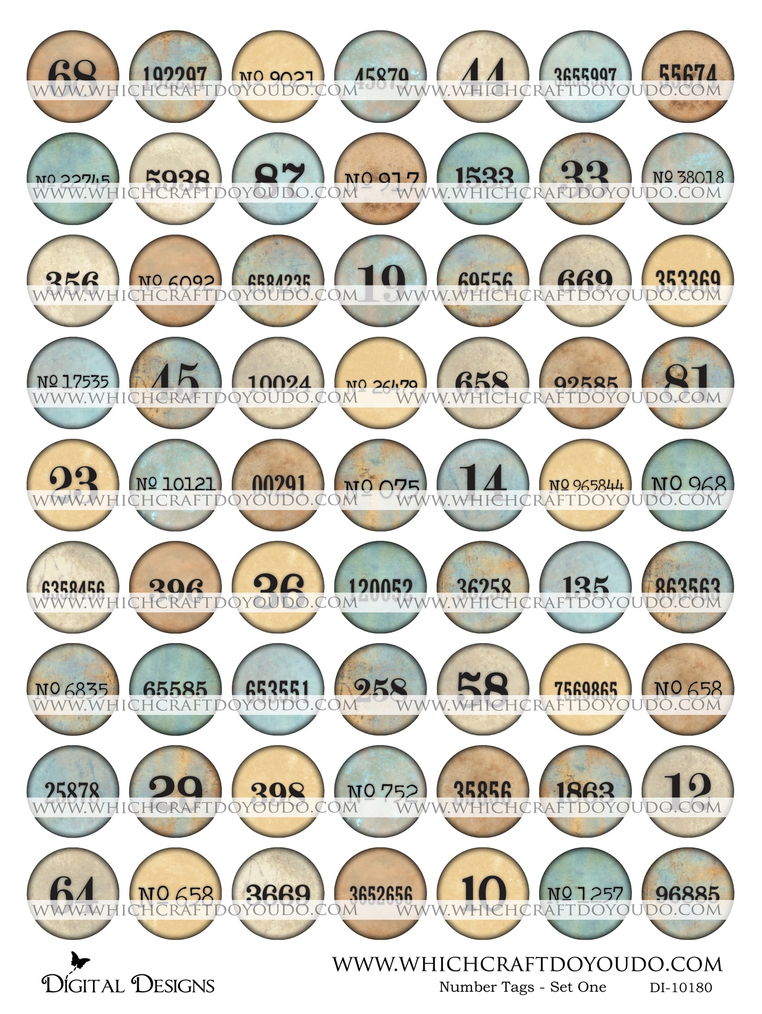 Number Tags - Set One - DI-10180 - Digital Download