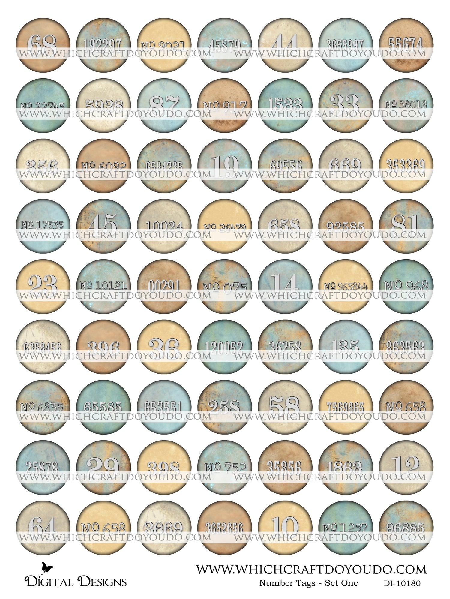Number Tags - Set One - DI-10180 - Digital Download