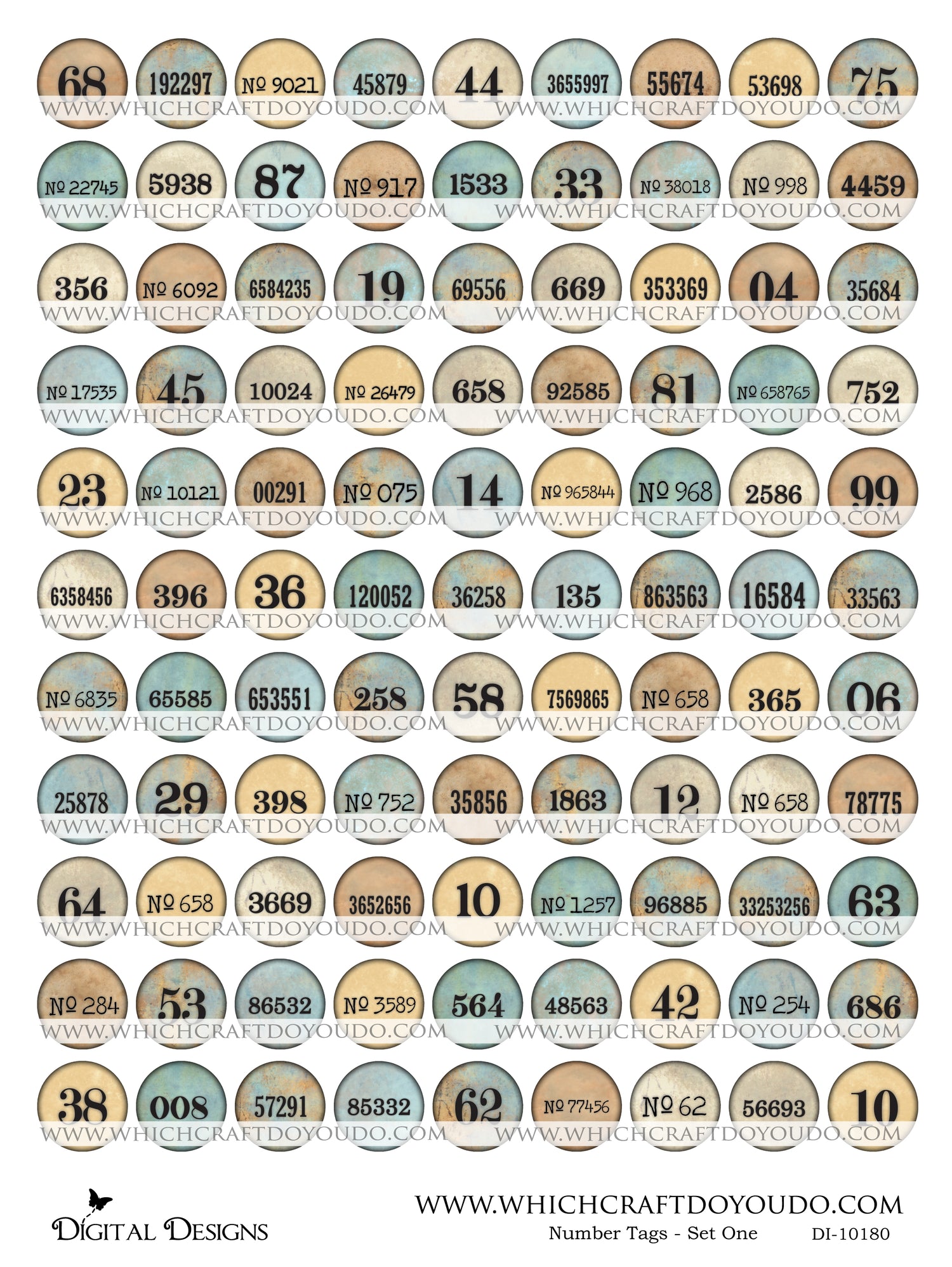 Number Tags - Set One - DI-10180 - Digital Download