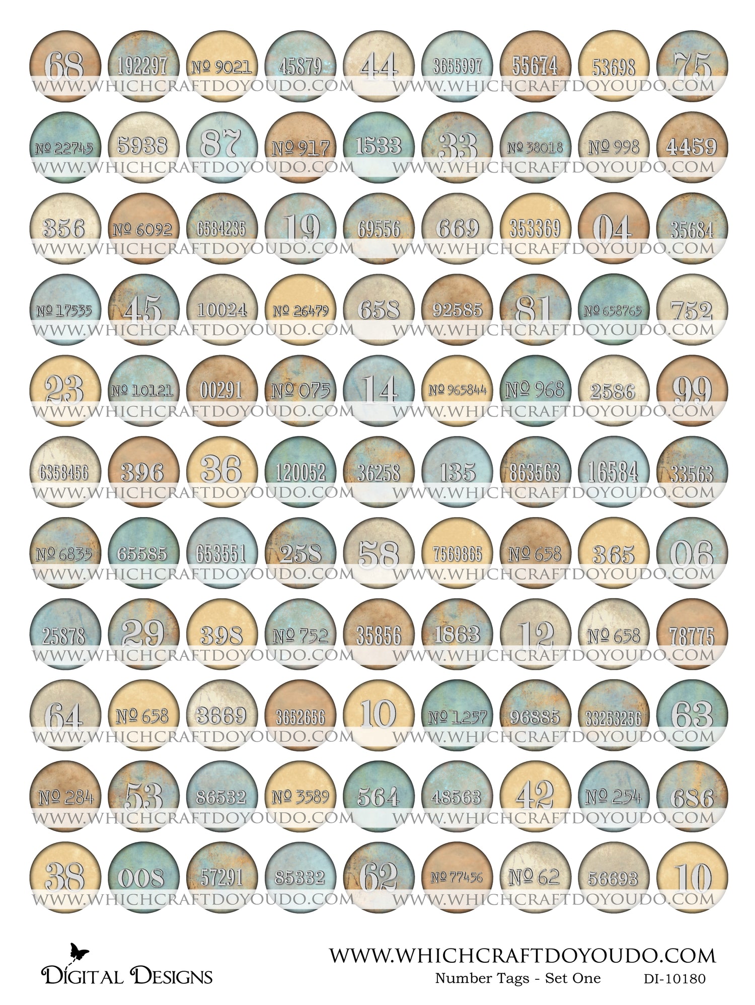 Number Tags - Set One - DI-10180 - Digital Download