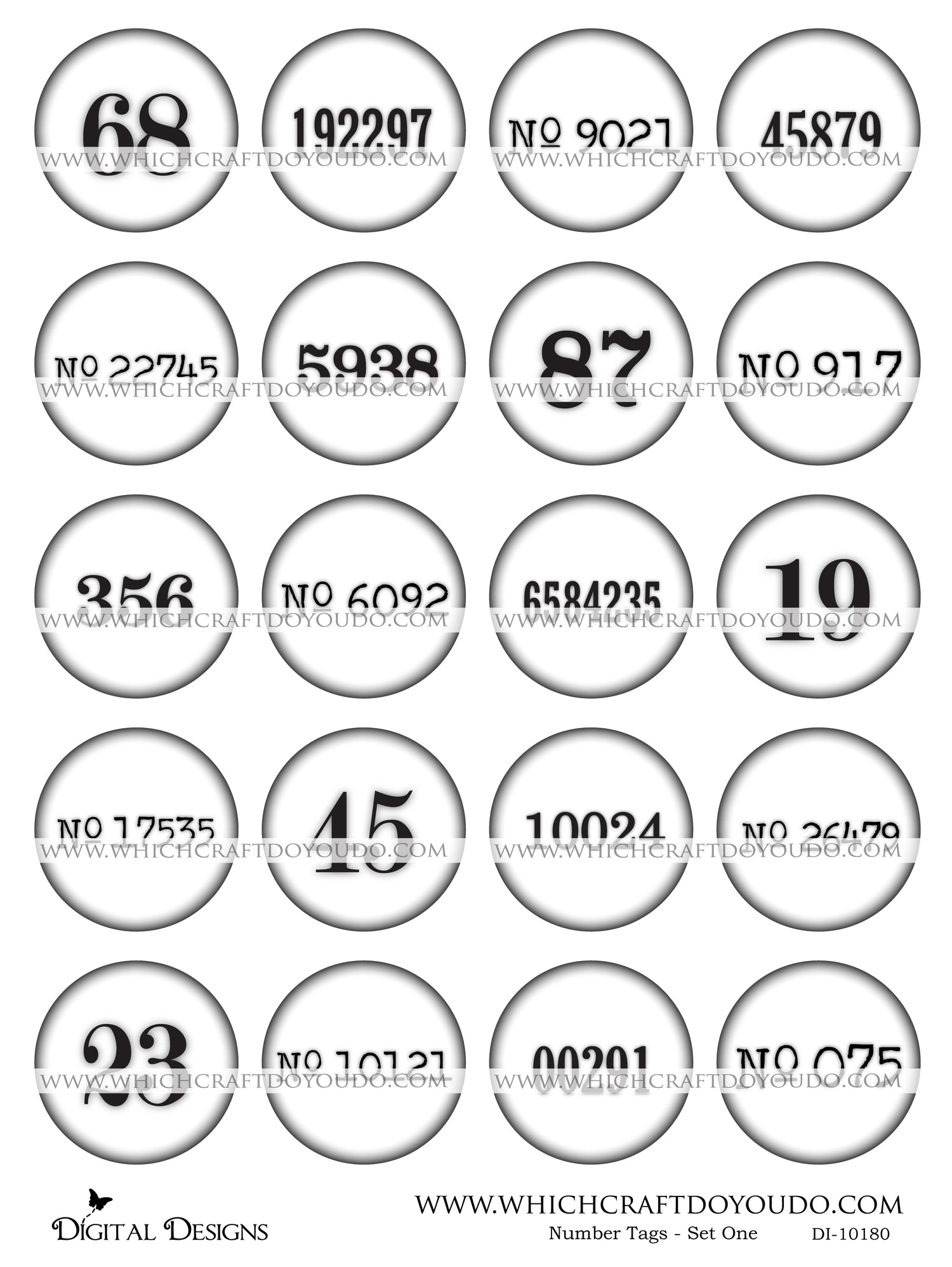 Number Tags - Set One - DI-10180 - Digital Download