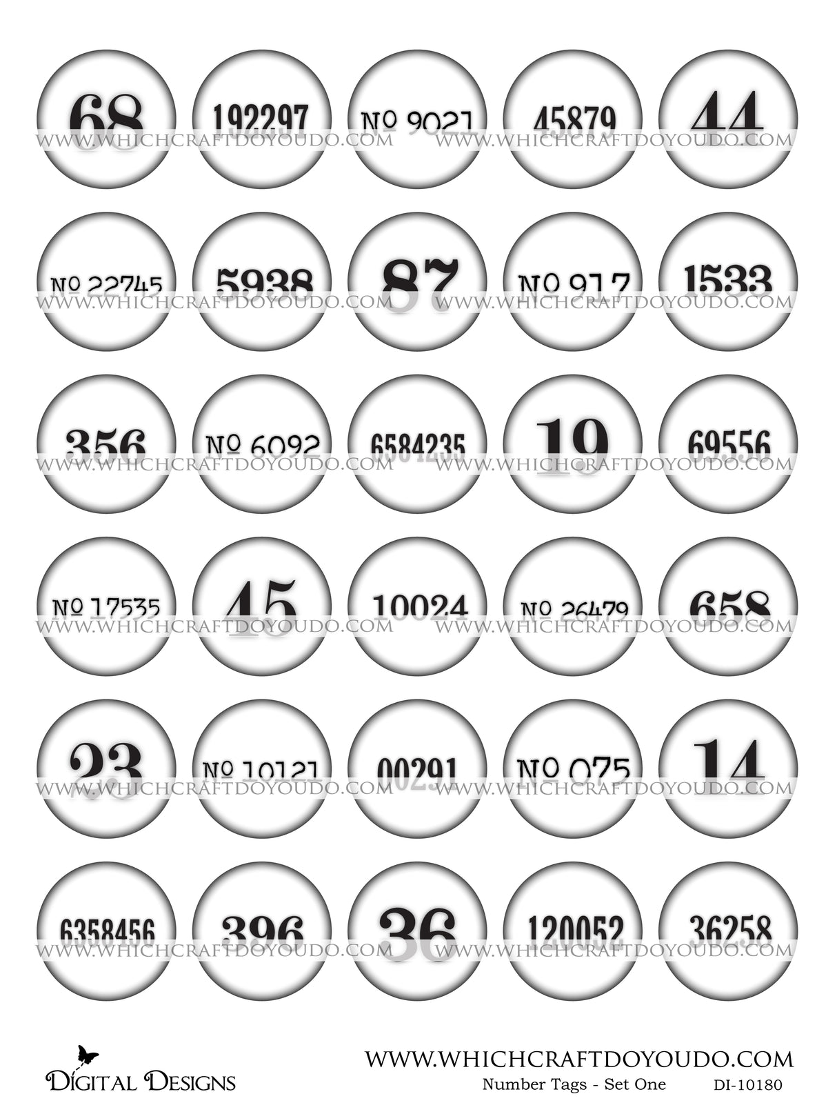 Number Tags - Set One - DI-10180 - Digital Download