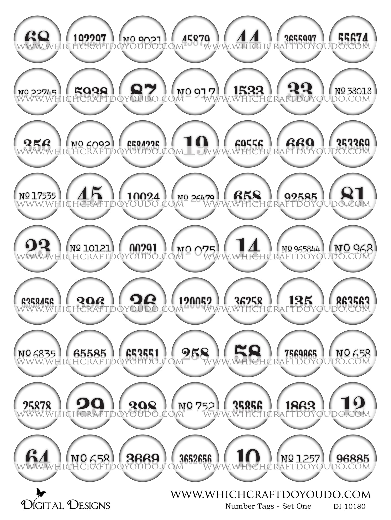 Number Tags - Set One - DI-10180 - Digital Download