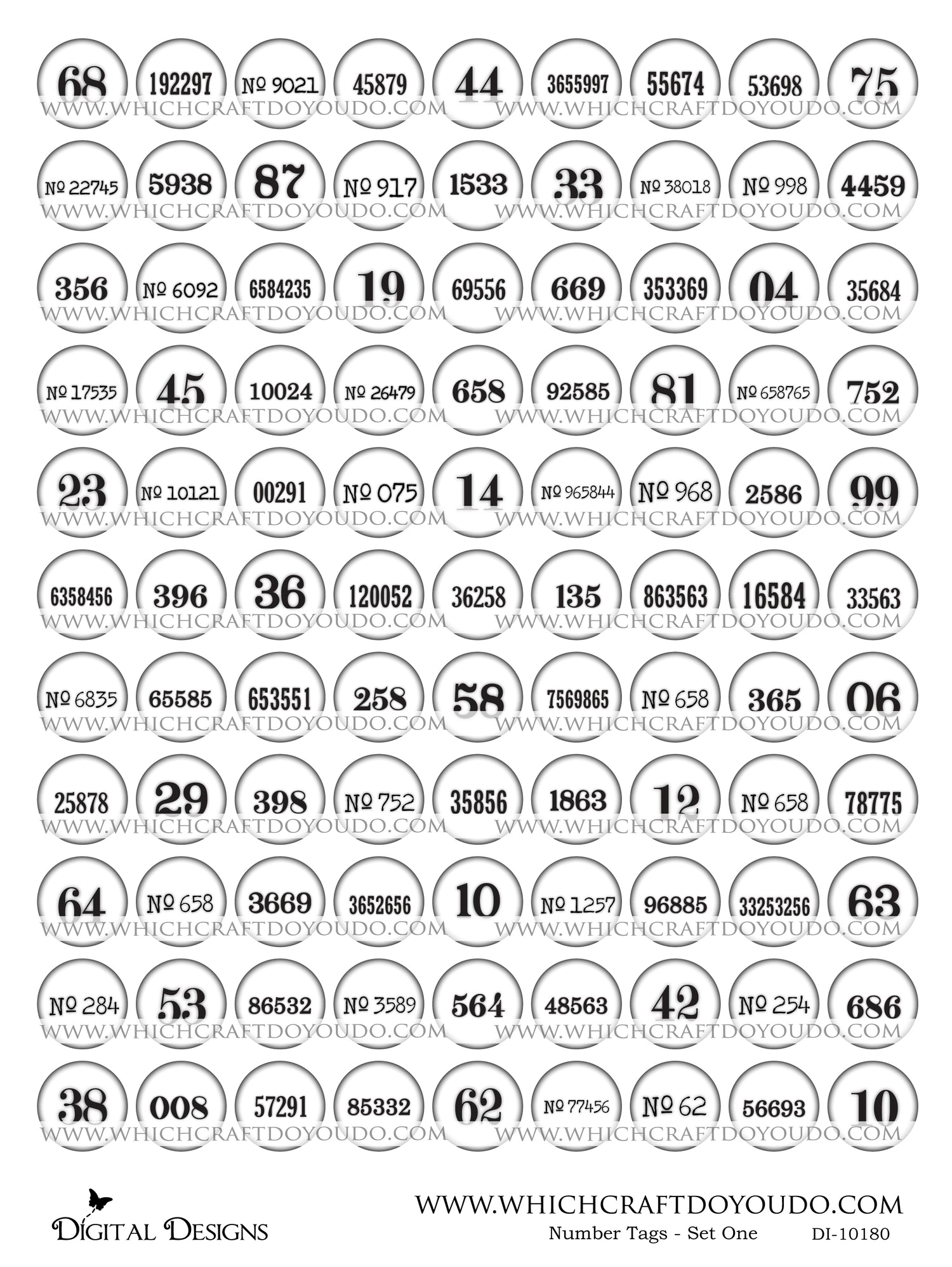 Number Tags - Set One - DI-10180 - Digital Download