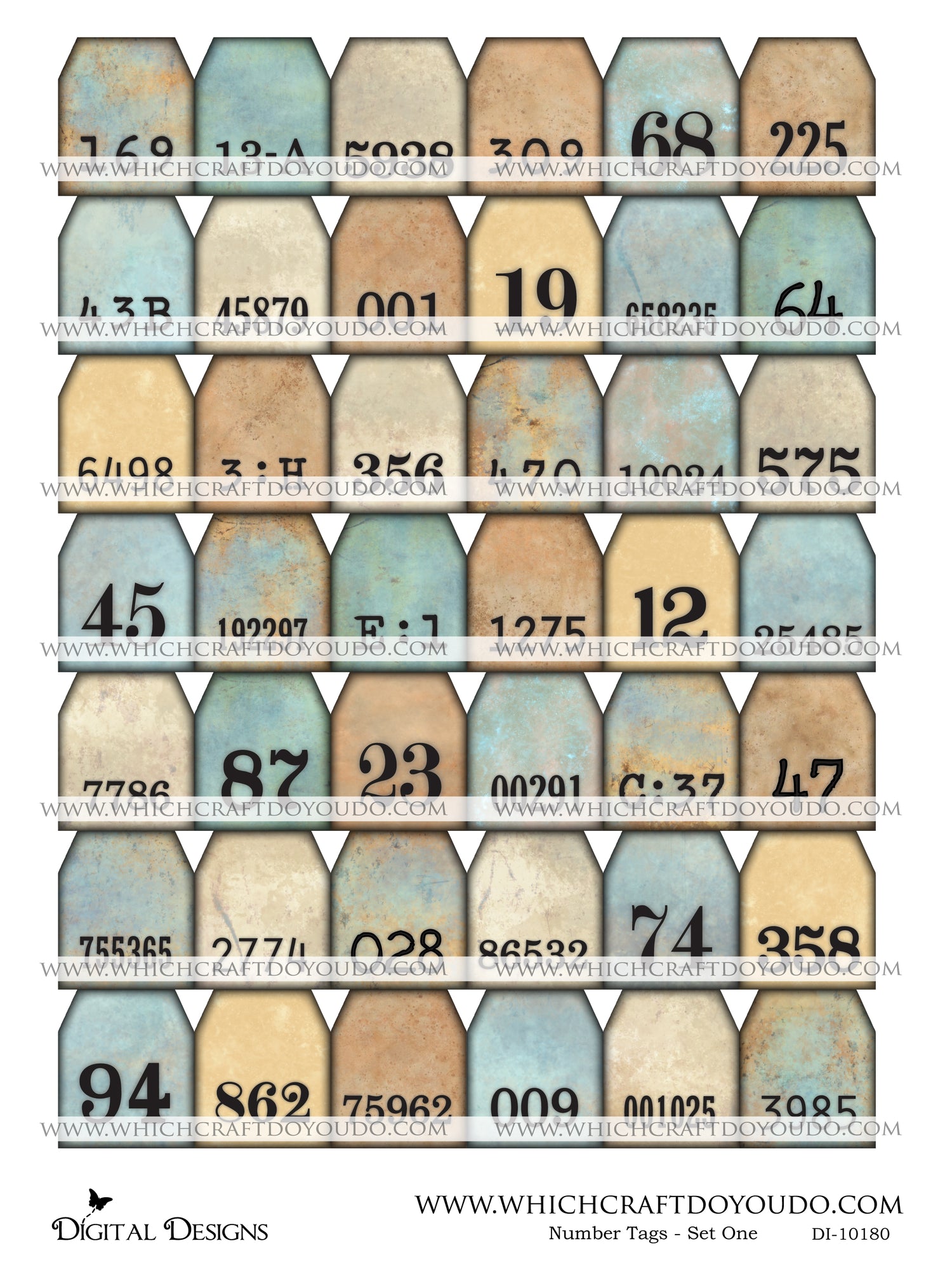 Number Tags - Set One - DI-10180 - Digital Download