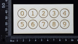 Laser Engraved Number Circles - 0 - 9 - Set D - White Chipboard