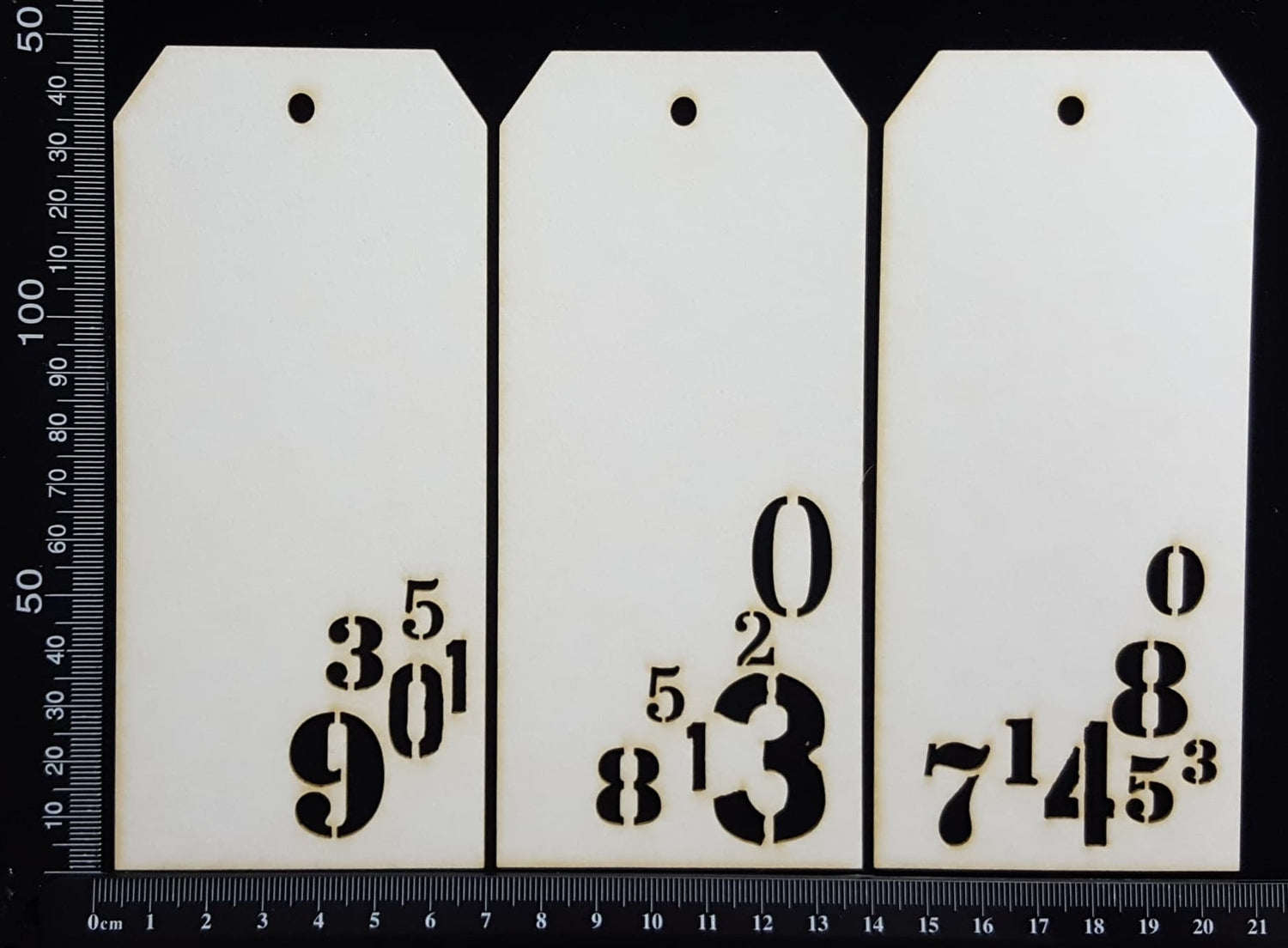 Number Tags - Medium - A - White Chipboard