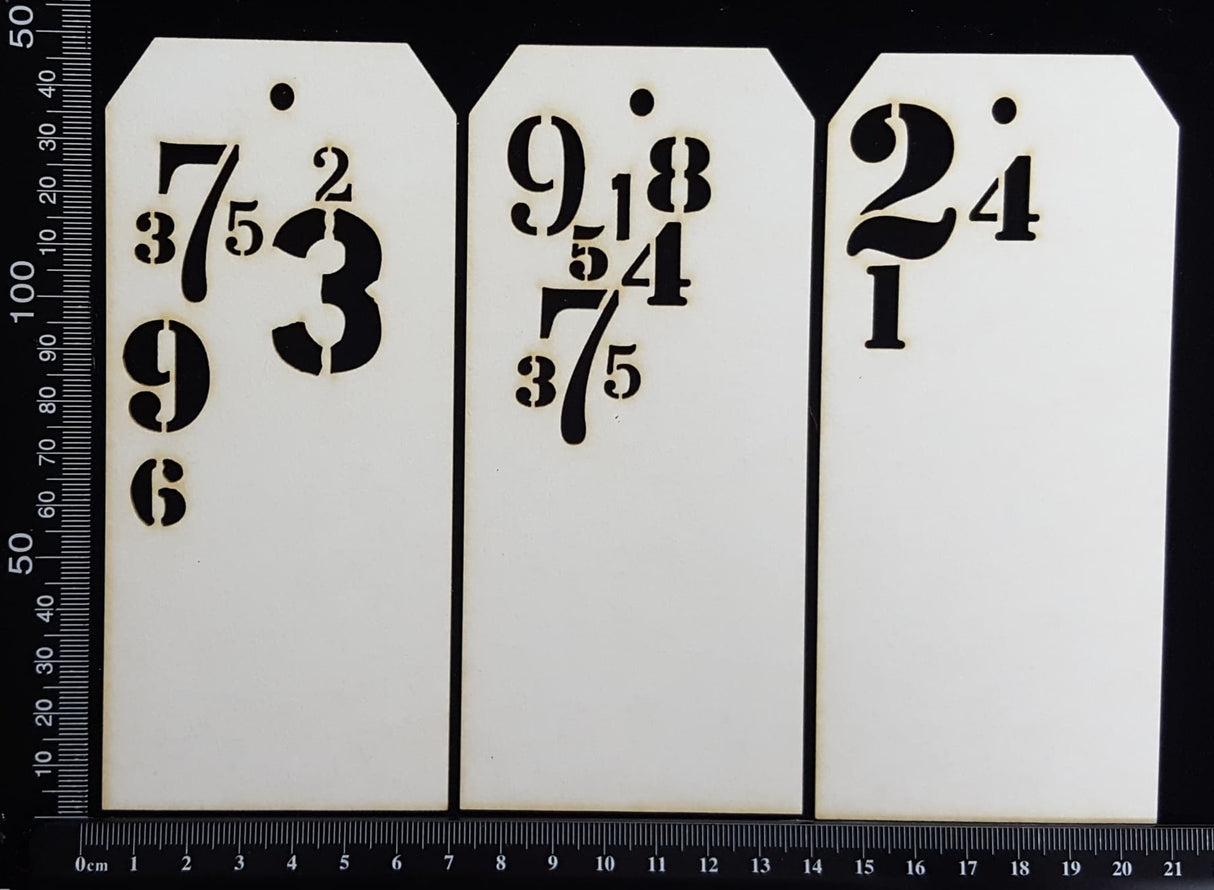 Number Tags - Medium - B - White Chipboard