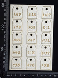 Laser Engraved Number Tags - C - White Chipboard