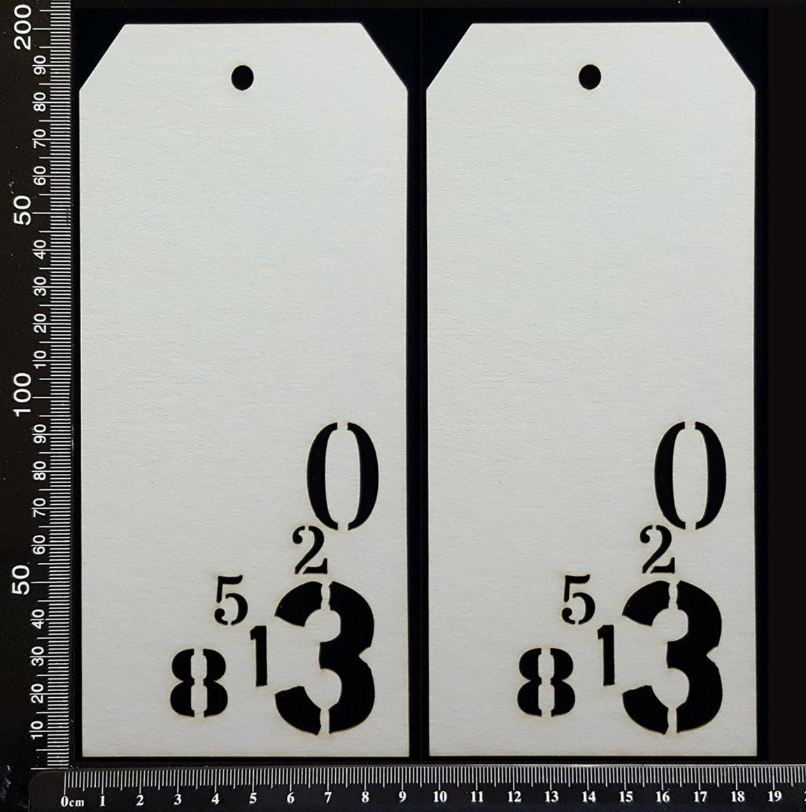 Number Tags - Large - E - White Chipboard