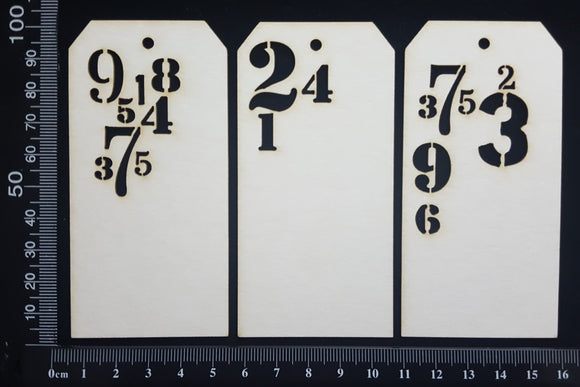 Number Tags - Small - A - White Chipboard