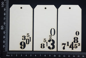 Number Tags - Small - B - White Chipboard