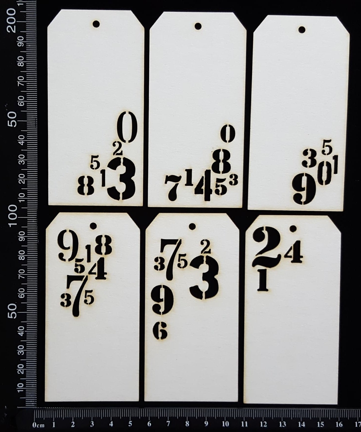 Number Tags - Small - C - White Chipboard