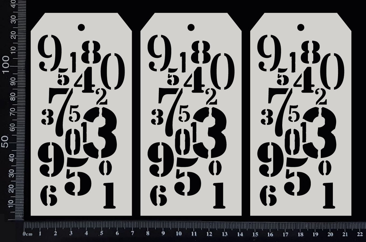 Numbers Tags Set - AB - Medium - White Chipboard