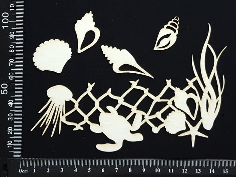 Ocean Border Set - B - White Chipboard