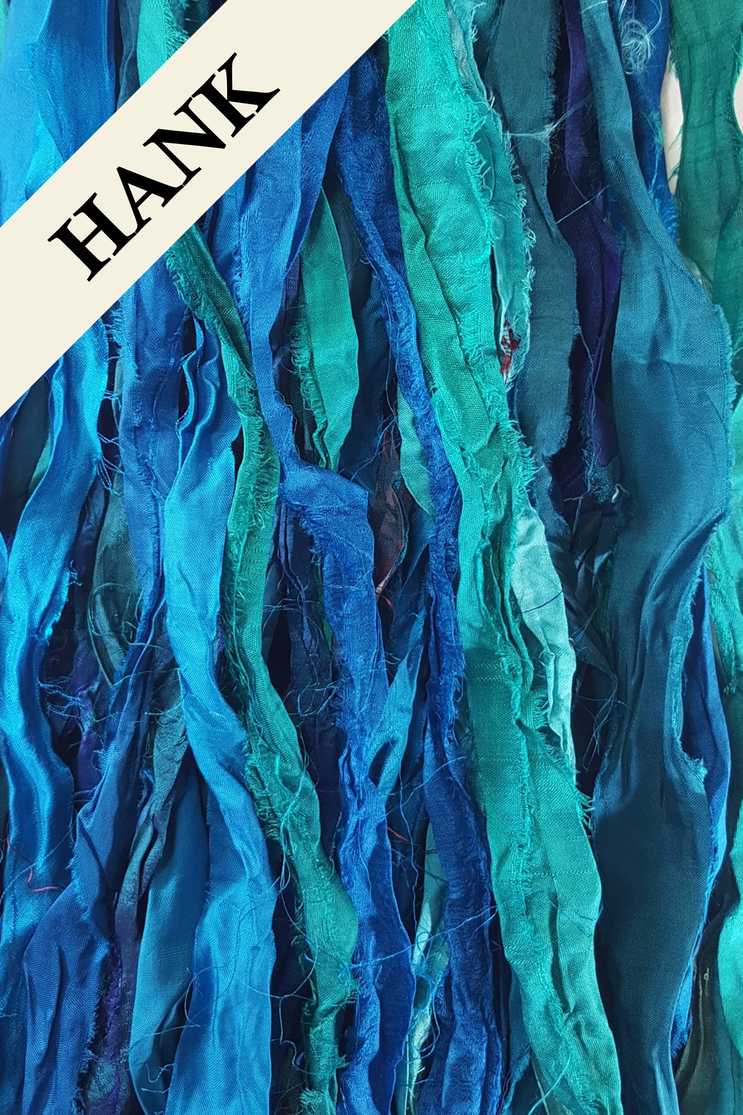Reclaimed Sari Silk Ribbon - Opal Blue/Aqua - Hank