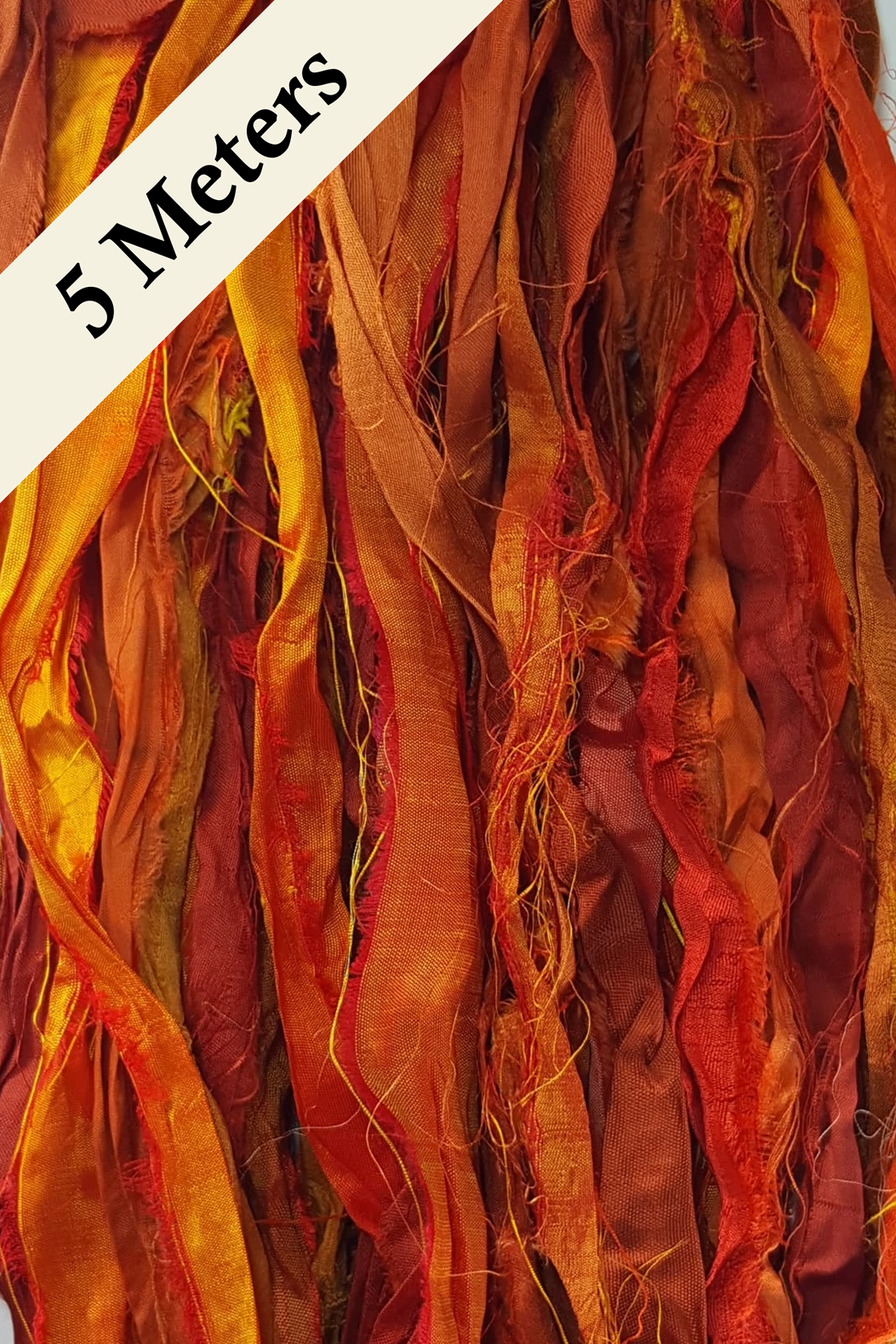 Reclaimed Sari Silk Ribbon - Orange - 5m Pack
